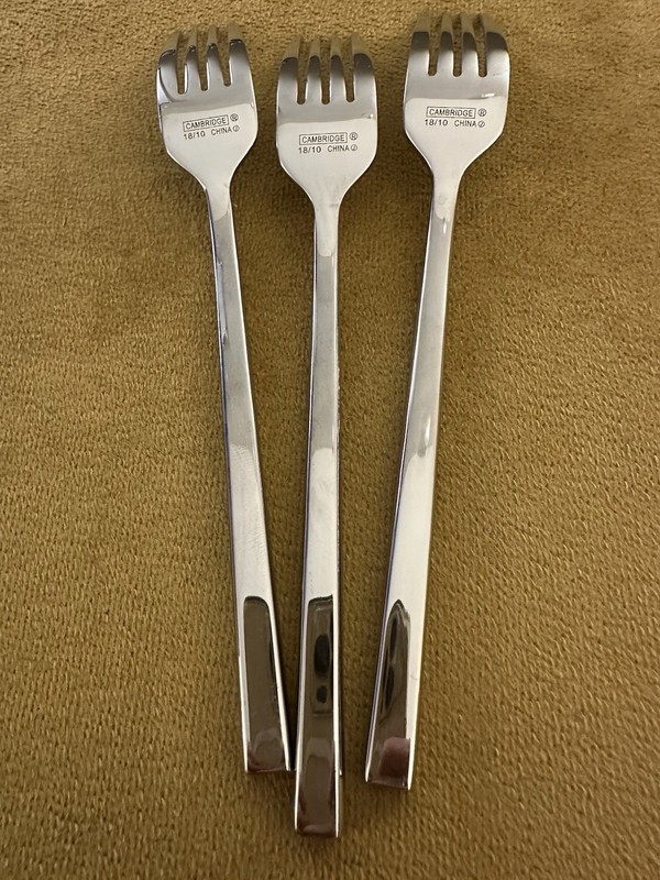 (3) DINNER FORKS Cambridge Chop Conversation 18/10 Stainless **MINT** gallery