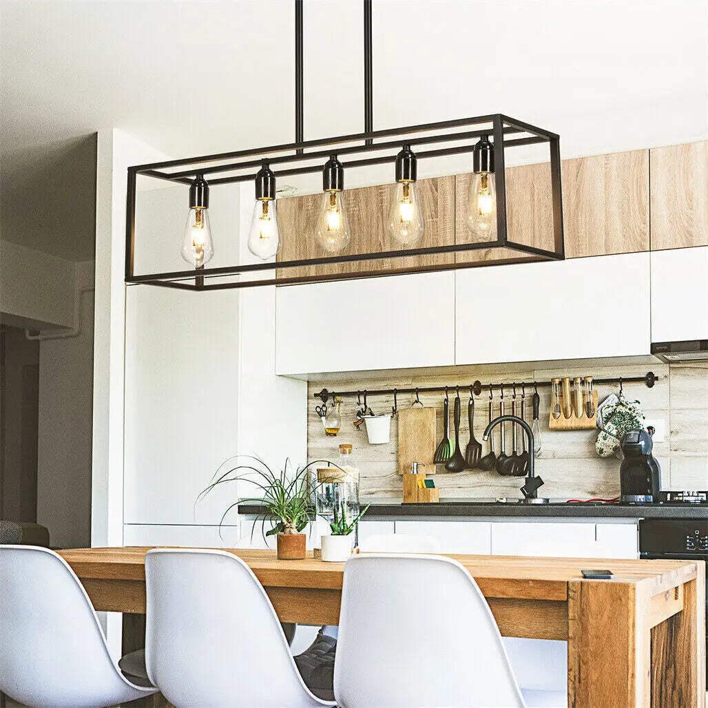 Vrygle Industrial 5-Bulb Ceiling Lamp Black Kitchen Island Chandelier Pendant Li gallery