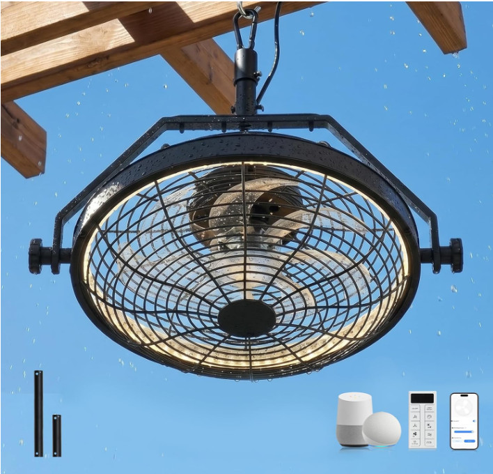 20" Smart Outdoor Ceiling Fan with Light Waterproof Gazebo Patio Remote Control gallery