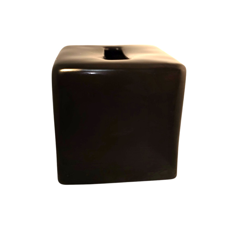 Rae Dunn TISSUES Ceramic Tissue Box Cover 6 in x 6 in Very Heavy Gloss Finish gallery