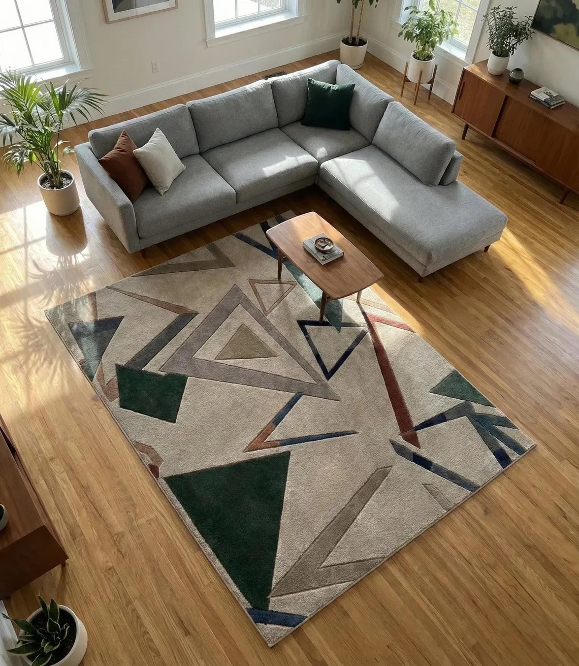 Modern Geometric Area Rug | Abstract Neutral Minimalist Living Room Area Carpet gallery
