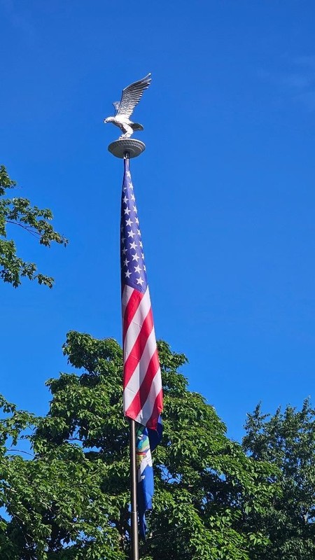 Flagpole Eagle Topper Decorative SILVER Finial Globe Outdoor XX-Large 32 inch gallery