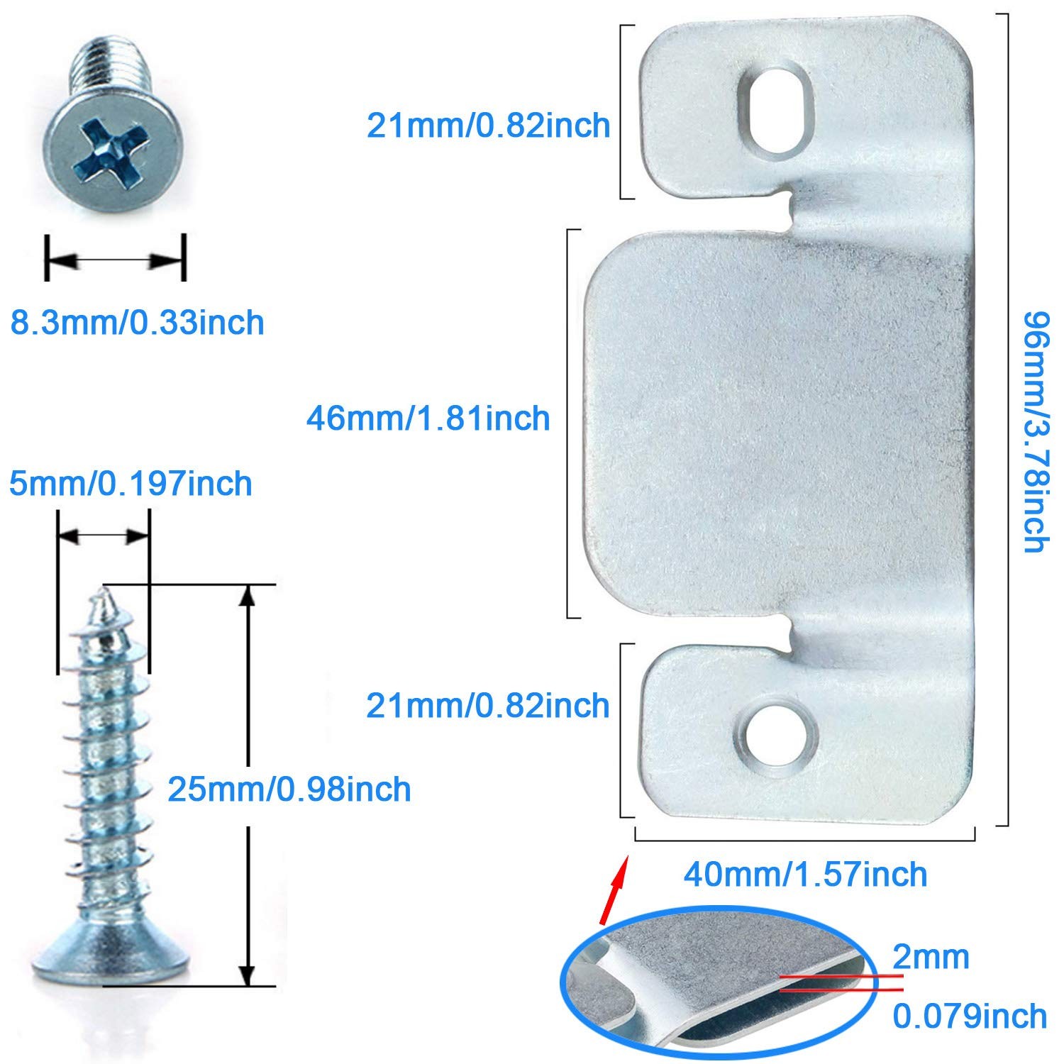 Cerpourt Metal Sectional Couch Connectors 3.7" L X 1.8" W X 2 Mm H, Silver gallery