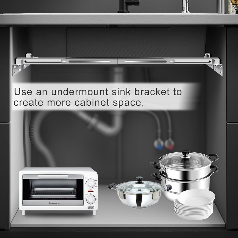 2 Pack Undermount Sink Bracket Heavy Duty 27-39'' 220 lb Shockproof Stainless gallery