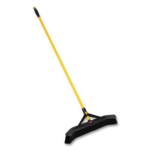 Rubbermaid Commercial Maximizer Push Broom, 24", Poly Bristles, Yellow/Black gallery