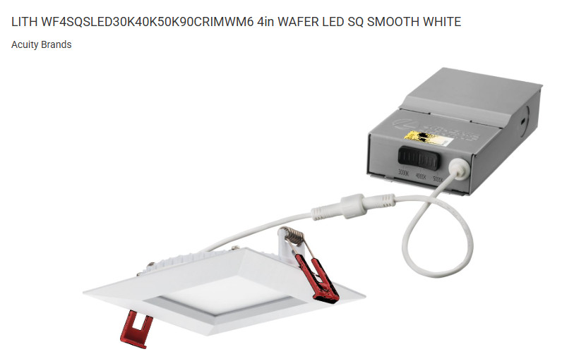 Lithonia Lighting Wafer 4 in. Square Smooth LED 30K40K50K 90CRI MW M6 Selectable gallery