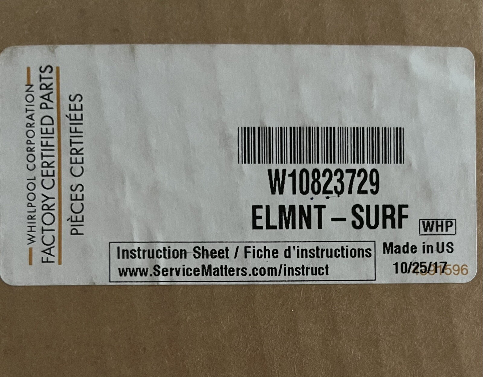 Whirlpool Range/Cooktop Surface Element W10823729 gallery