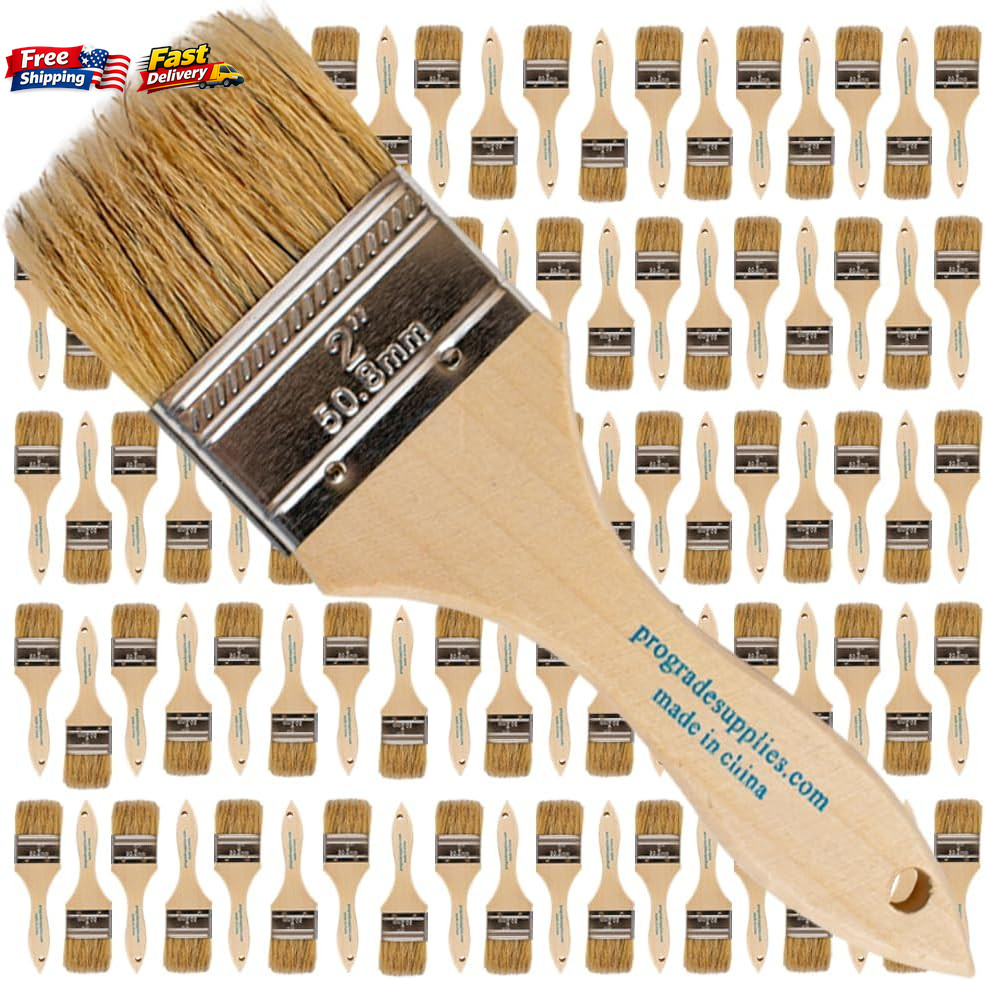Pro Grade 96 Pack Chip Paint Brushes 2 Inch Bulk Set for Paints Stains Varnishes gallery