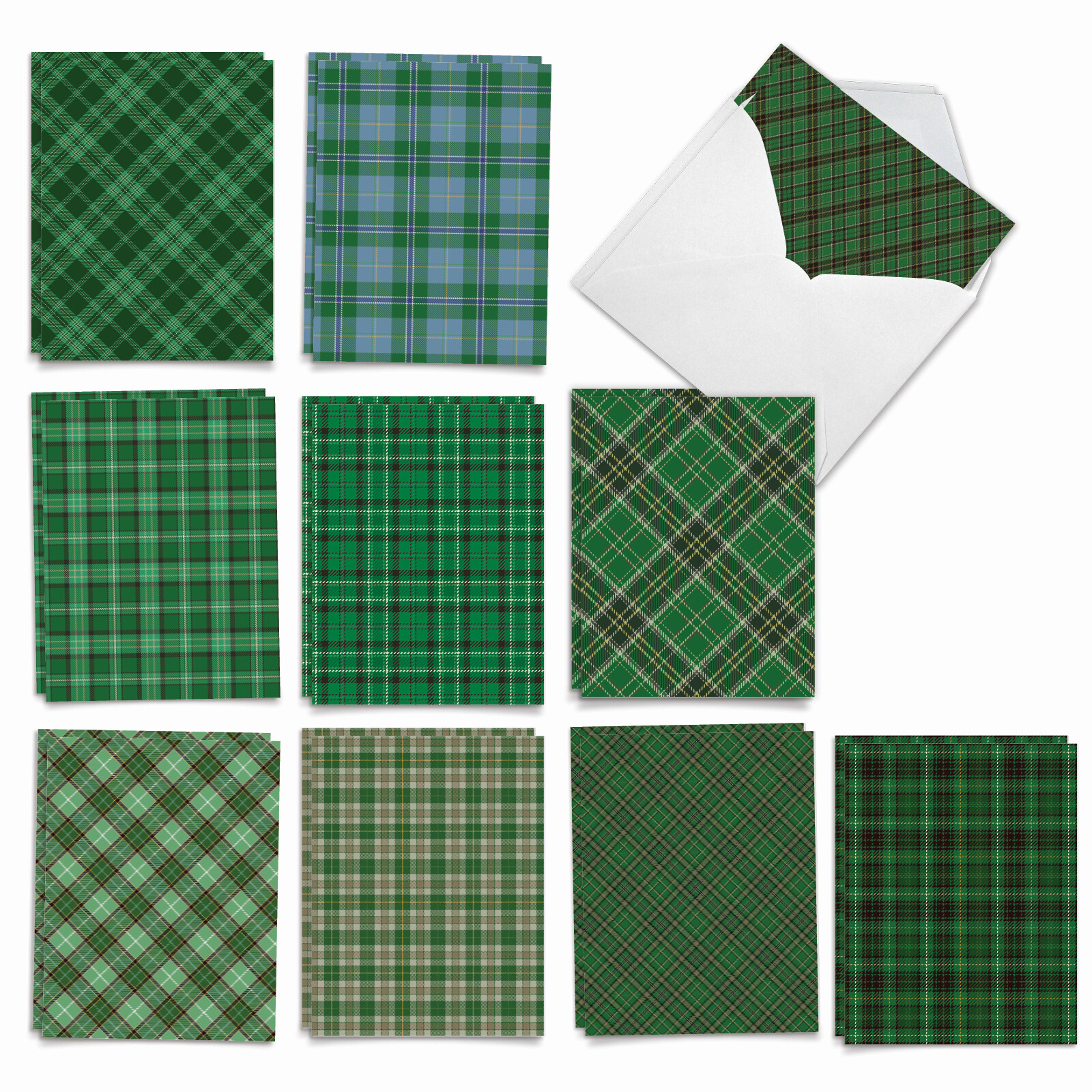 20 Asst'd St. Patrick's Day Notecards w/ Envelopes(2 of Each) Irish Tartan gallery
