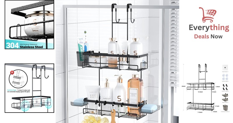 Over the Door Shower Caddy Rustproof Stainless Steel Hanging Bathroom Organizer gallery