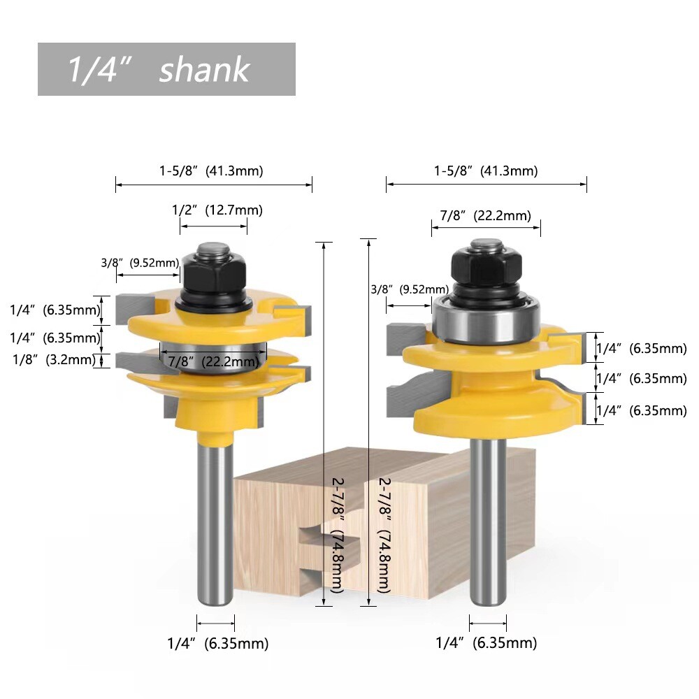 1/4 Shank Router Bit Set Round Over Raised Panel Cabinet Door Making Router Bits gallery