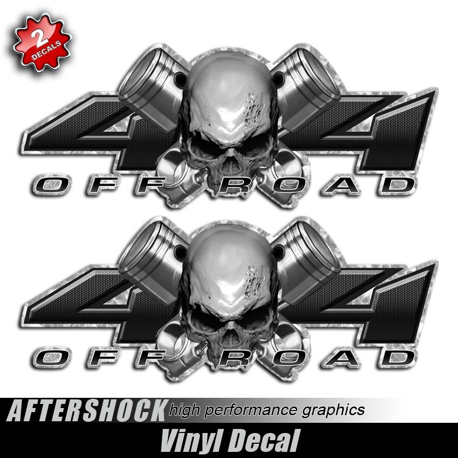 4x4 Truck Sticker Crossbone Skull Piston Black Carbon Silverado Decal Set gallery