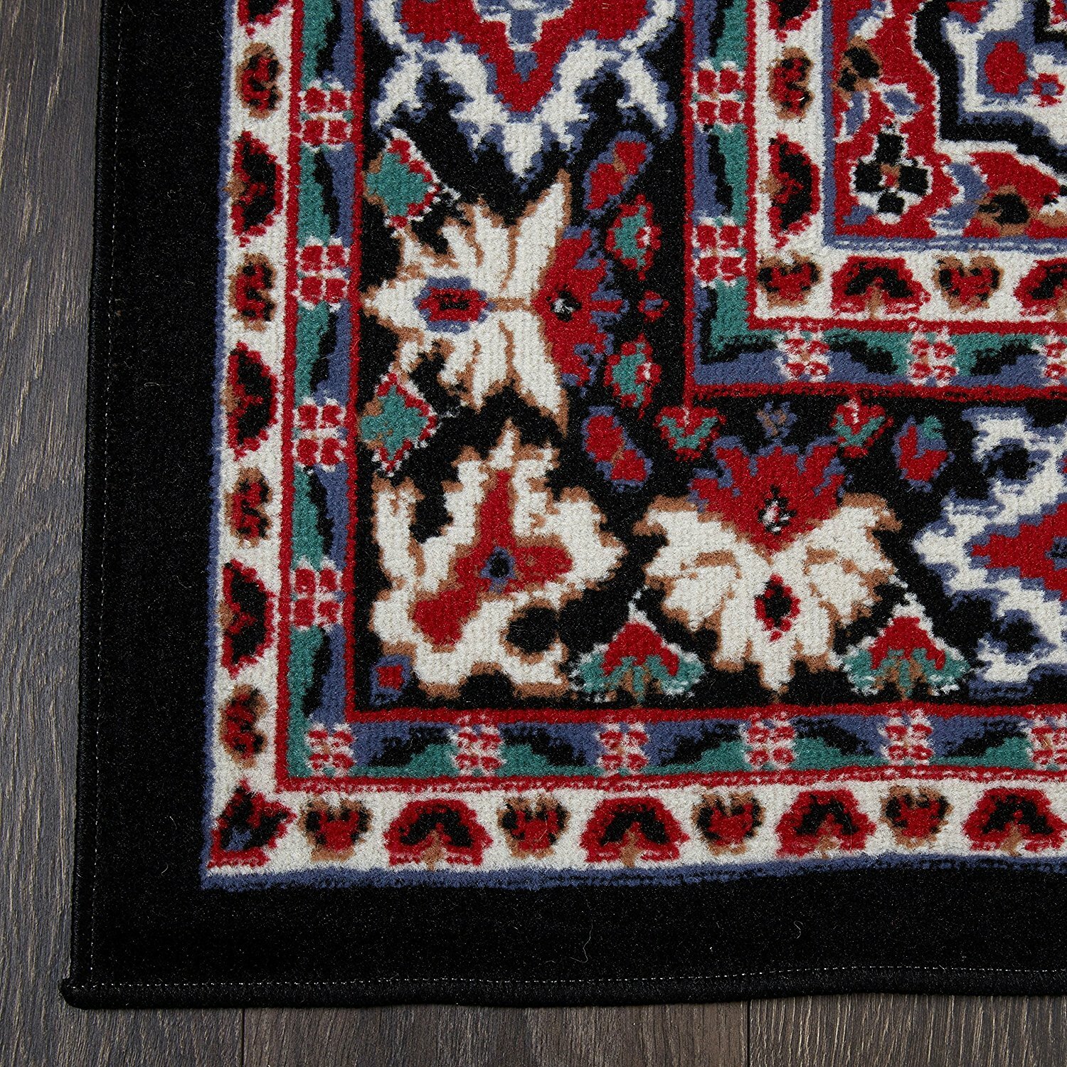 Black Red 3pc Area Rug Set Border Accent Mat Room Carpet Runner Scatter 5 x 7 ft gallery