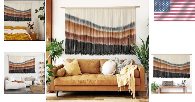 Macrame Wall Hanging Decor Large Tie-Dye Geometric Cotton Home Art gallery