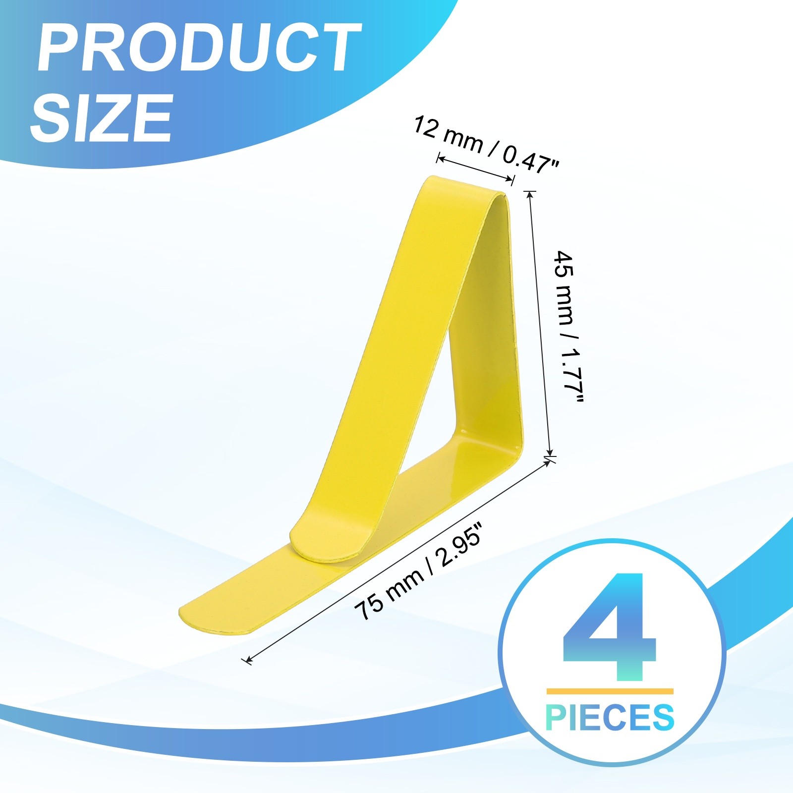 4 Pack Tablecloth Clips, 2.95" x 1.77" Table Cloth Cover Clamps, Yellow gallery