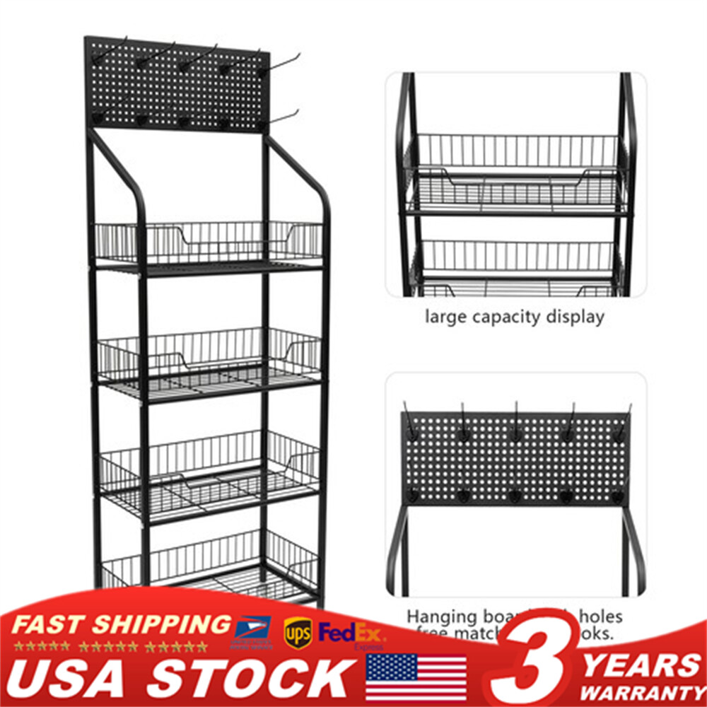 4Tier Retail Display Rack With Wheel Wire Snack Candy Display Stand Kitchen Rack gallery