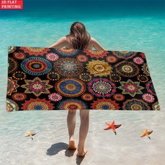 2d Flat 1pc Vibrant Mandala Pattern Extra Large Beach Towel – Ultra Soft & Qui