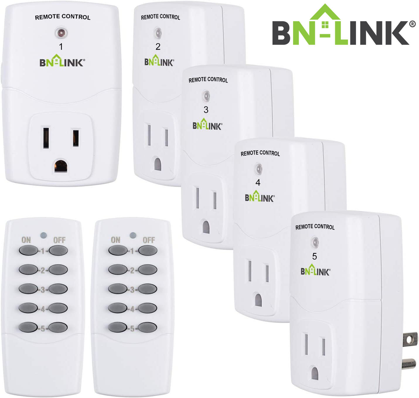BN-LINK Wireless Remote Control Outlet Plugs with 2 remotes and 5 sockets Indoor gallery