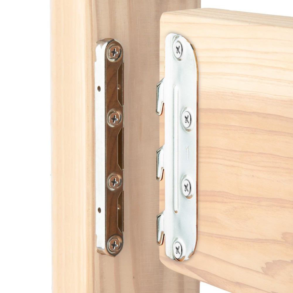 POWERTEC Surface Mounted Bed Rail Brackets 4PK, Bed Frame Hardware w/ Mountin...