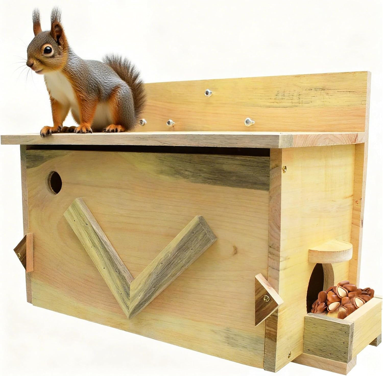Cedar Squirrel House - Handmade All-Weather Nesting Box with Mounting Kit gallery