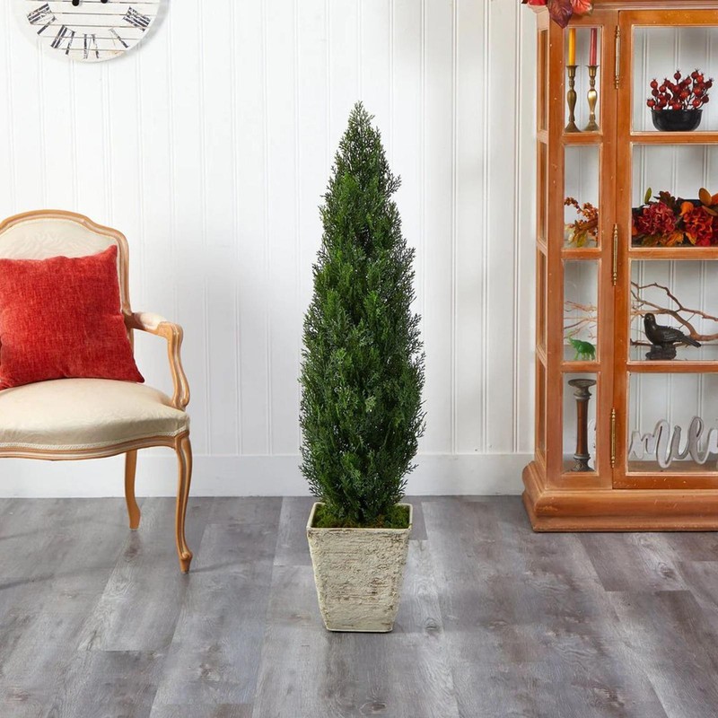 2pcs 3ft 4ft Artificial Cedar Topiary Tree Plant UV Home Decor Indoor Outdoor gallery