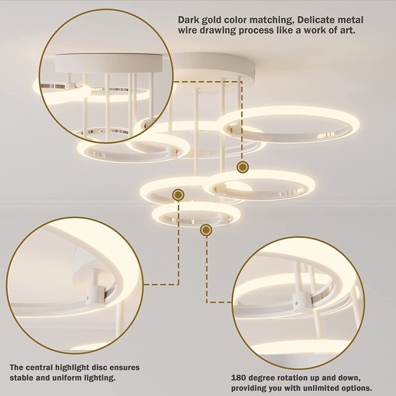 OUQI Led Ceiling Light Fixture Stepless Dimming 2700K-7000K Modern Ceiling Light gallery