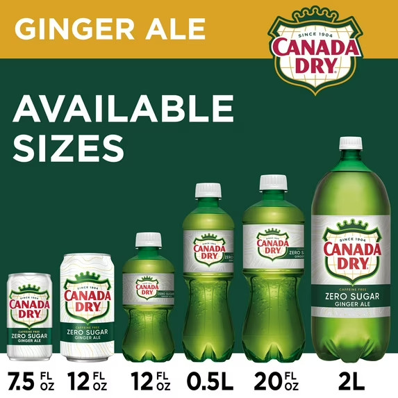 Canada Dry Caffeine Free Zero Sugar Ginger Ale Soda Pop, 12 fl oz, 12 Pack Cans gallery