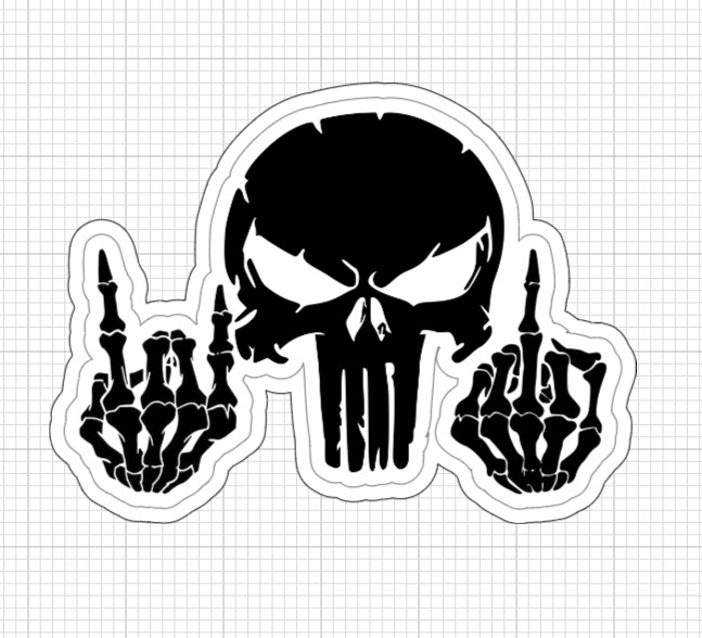 (2) Punisher Skull Sticker Skeleton Middle Finger Rock On Funny Tactical Vinyl gallery