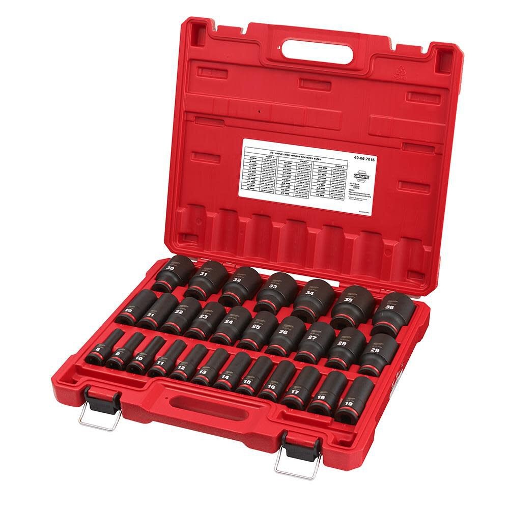 Milwaukee Impact Socket 1/2In Drive Metric Deep 6 Point 29Pc gallery