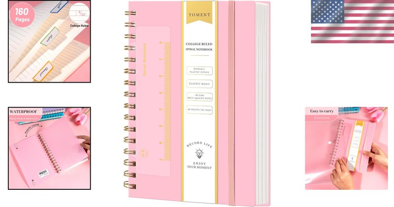 Waterproof Pink Spiral Bound Notebook - A5, College Ruled, Perfect for Notes gallery