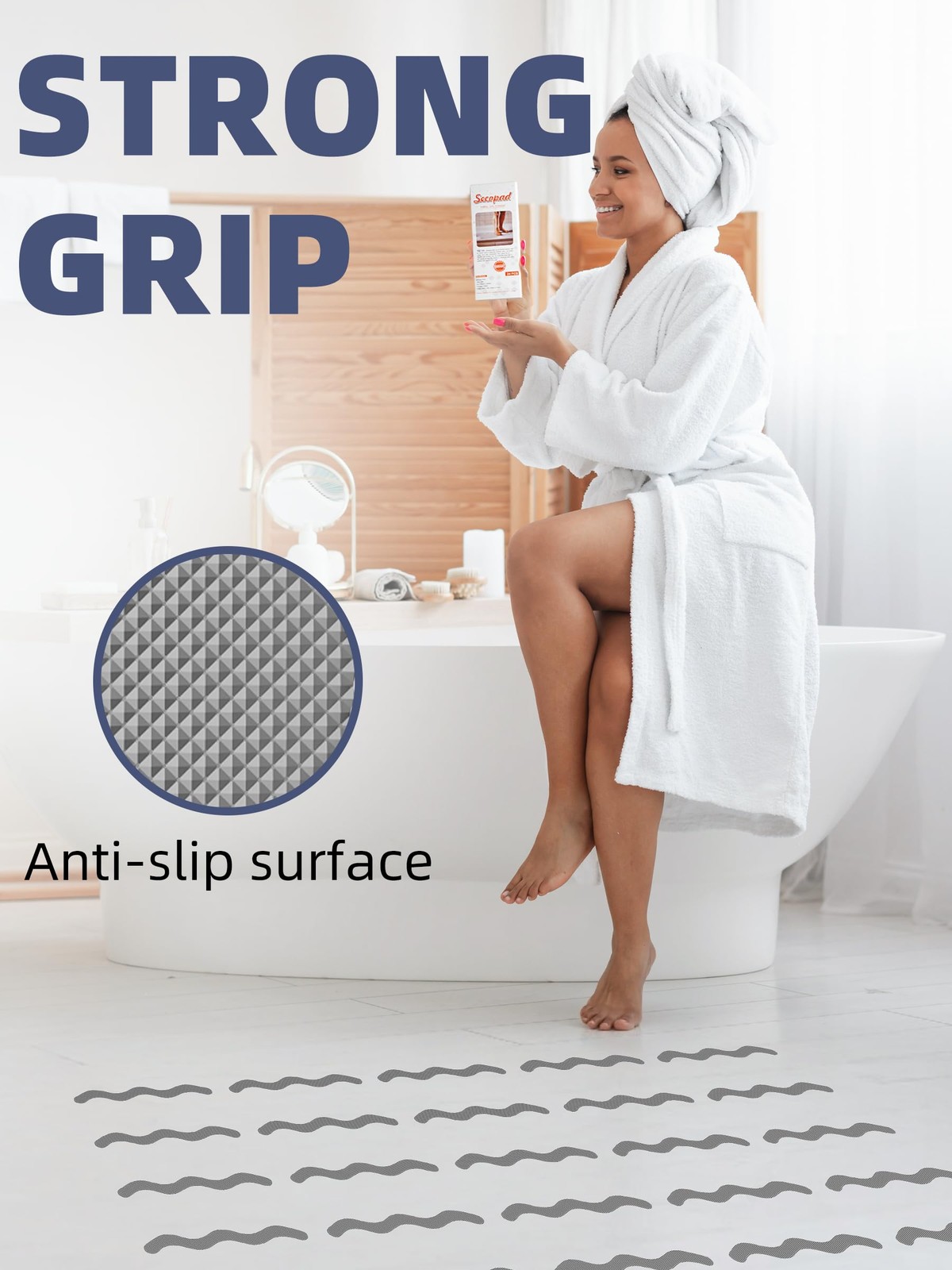 Secopad Anti Slip Shower Stickers, Adhesive Decals Safety Strips with Scraper... gallery