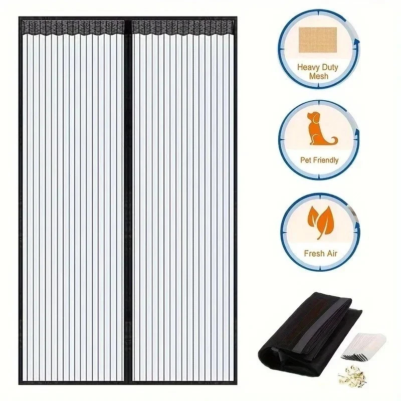 Magnetic Screen Door Mesh Curtain Durable Heavy Duty Mosquito Net Bug Hands Free gallery