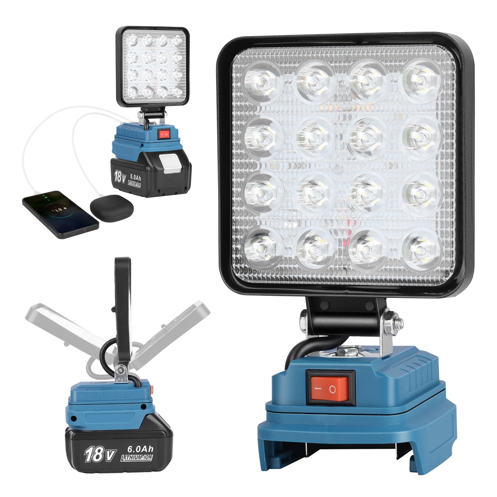 60W 18V LED Work Light Flashlight Compatible with Makita 18V LXT Battery gallery