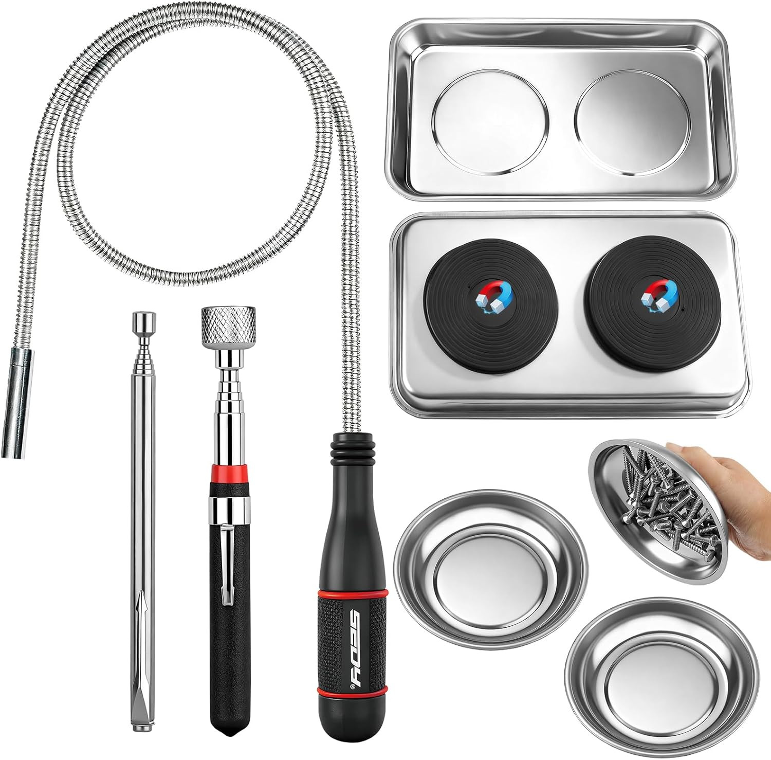 6-Piece Telescoping Magnetic Pickup Tools Set: 31In Portable Magnetic Pickup Sti gallery