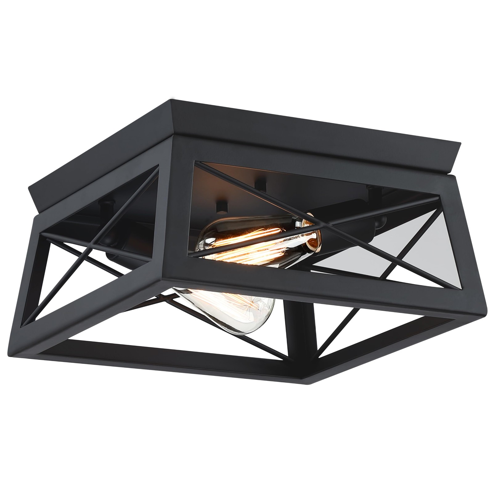 Flush Mount, Modern Industrial Square Ceiling Light for Outdoor Porch, Indoor... gallery