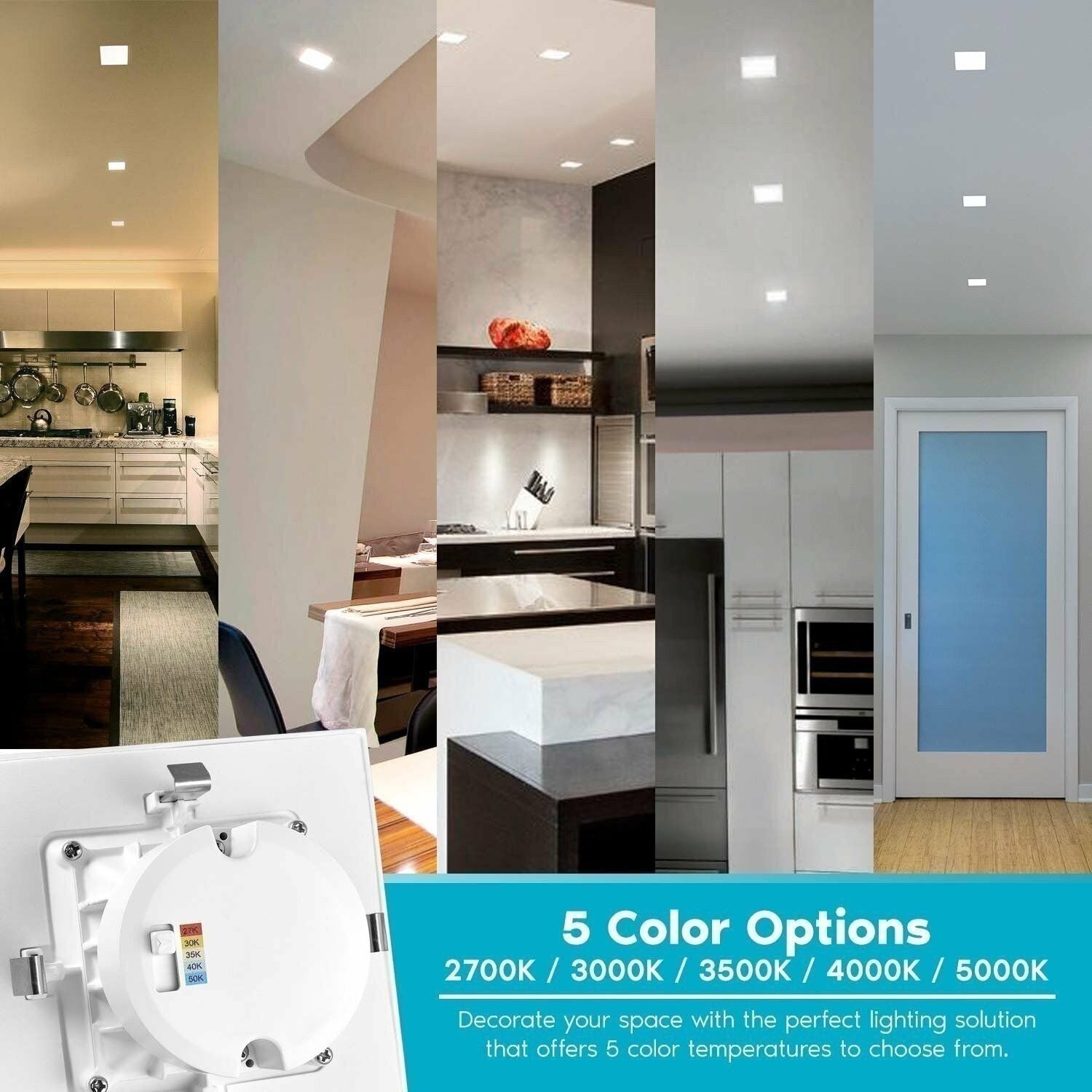 6x Luxrite 4 Inch Square CCT LED Downlight 27K / 30K / 35K / 40K / 50K Wet Rated gallery