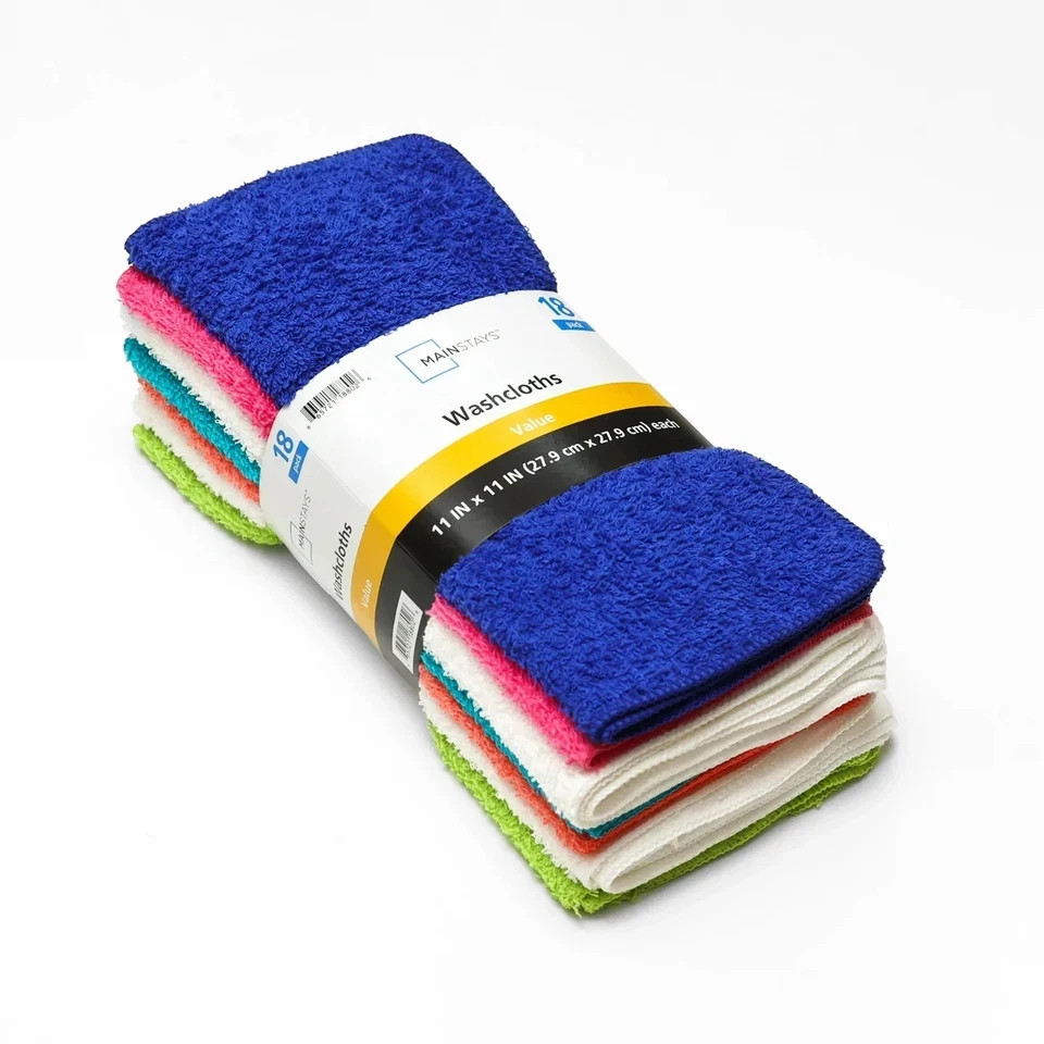 Mainstays 18-Pack Washcloth Bundle, True Bright gallery