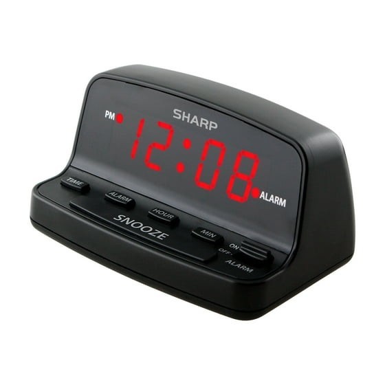 SHARP DIGITAL ALARM CLOCK Loud Alarm Snooze Keyboard Controls LED Display Black gallery