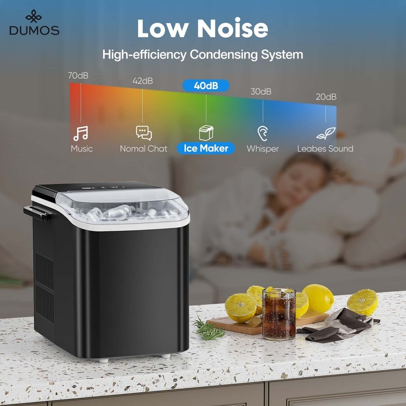 Mini Portable Ice Maker with Handle,Self-Cleaning,26lbs/24hrs,9 Cubes in 6 Mins gallery