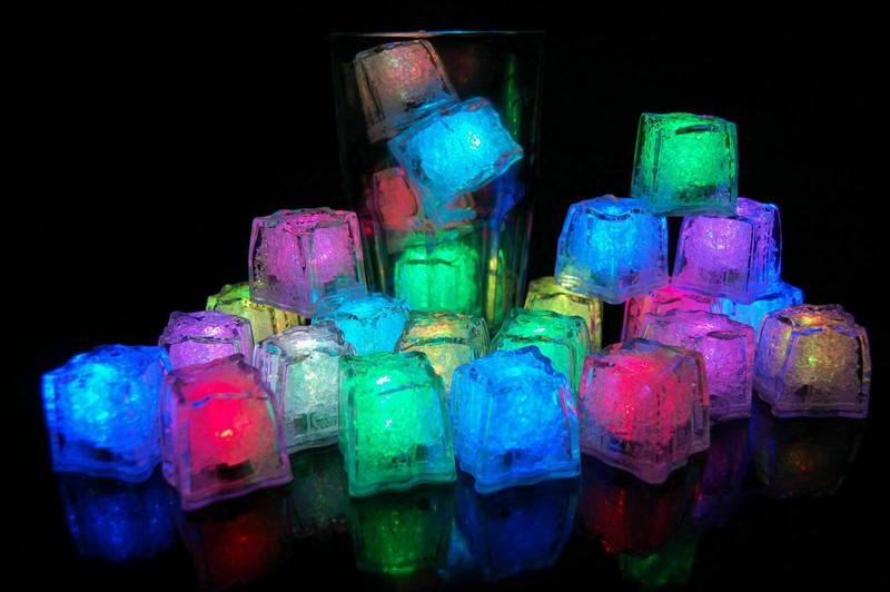 Light Up Ice Cube multi colors LED Glow Ice Cube ON/OFF -120 pack (10DZ) gallery