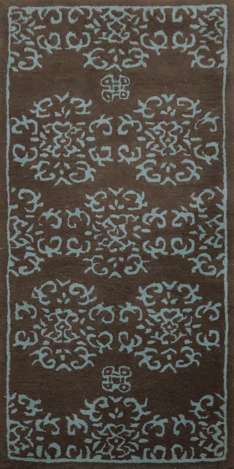 Hand-Tufted Modern Runner Rug 2x5 with Symphony of Dark Brown and Blue Tones gallery