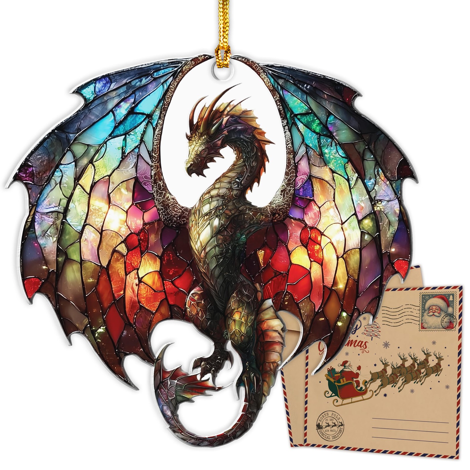 Dragon Stained Glass Ornament - Christmas Ornaments 2025 - gallery