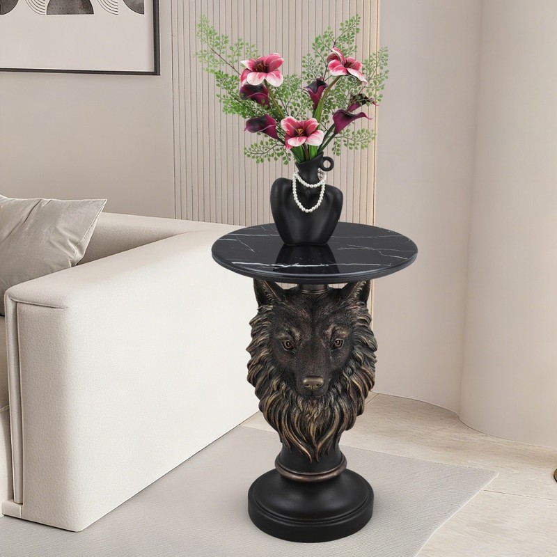 Wolf Head Accent Table Animal Statue End Tables Livingroom gallery
