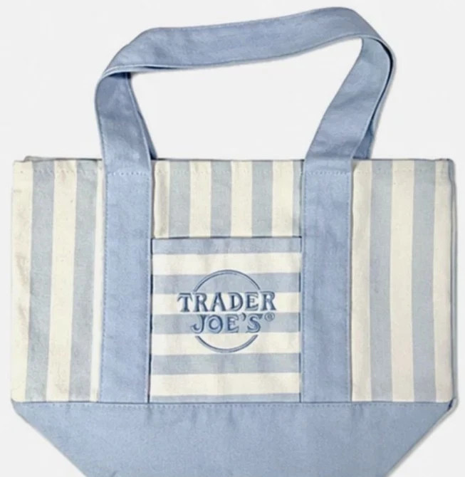 Trader Joe's Striped Canvas Mini Tote Bag Summer 2026 Limited Choose Color NWT gallery