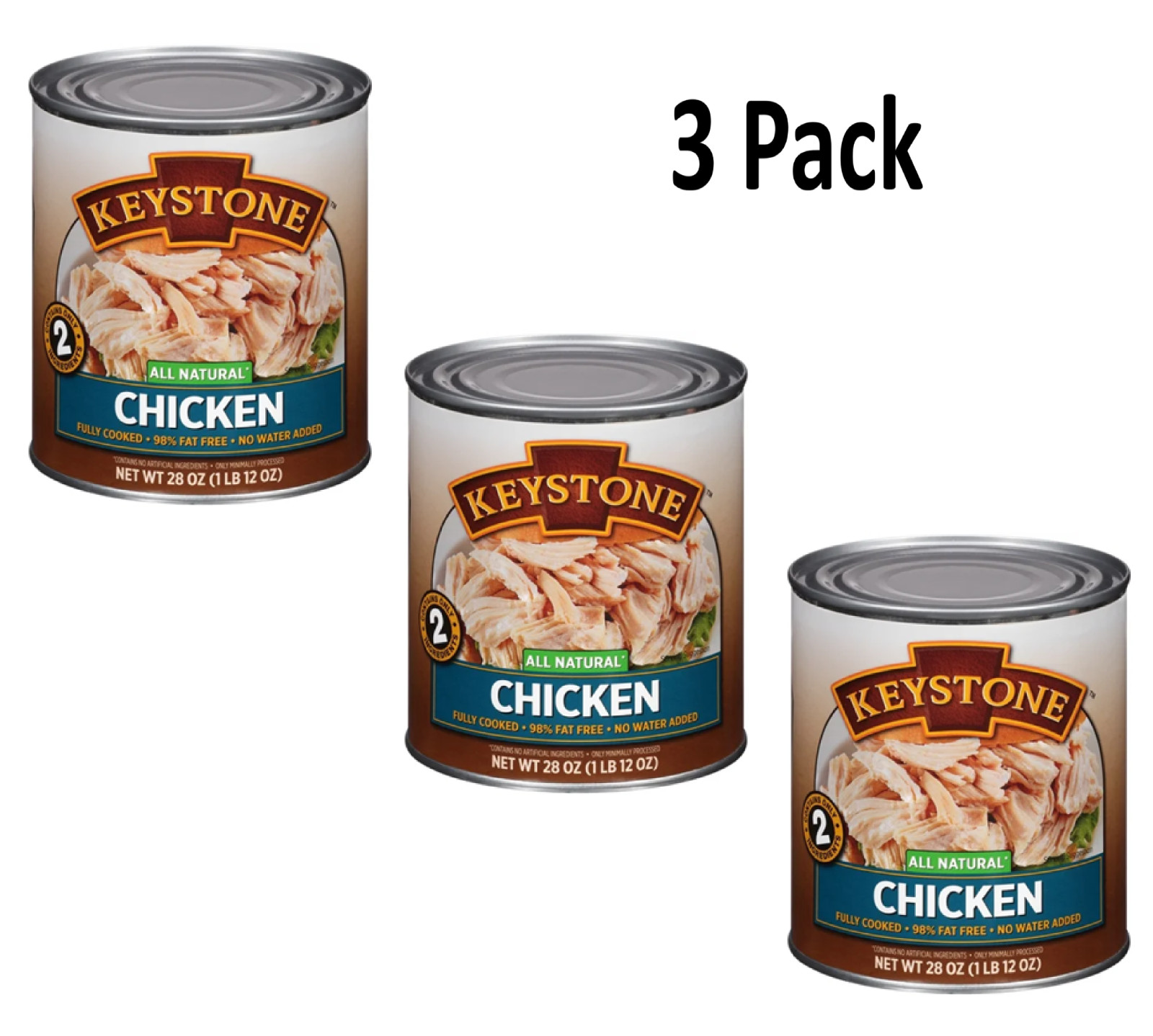 (3 Cans) Keystone Chicken **ALL NATURAL - NO PRESERVATIVES - FULLY COOKED** 28oz gallery