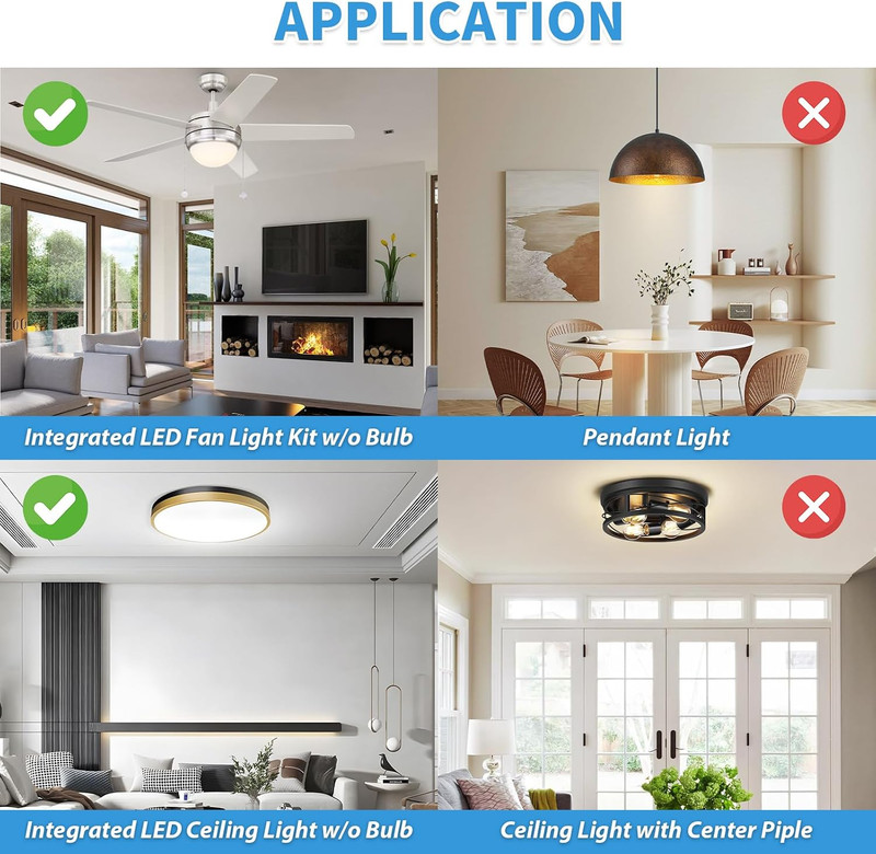 4 Inch Ceiling Fan LED Light Replacement, 18W 6000K 2200LM LED Ceiling Fan Light gallery