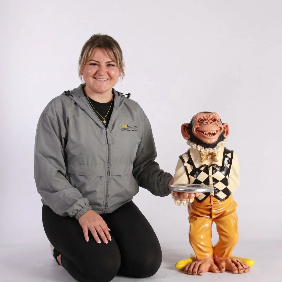 Small Monkey Chimp Butler Restaurant Theme Display Cartoon Resin Prop Statue gallery