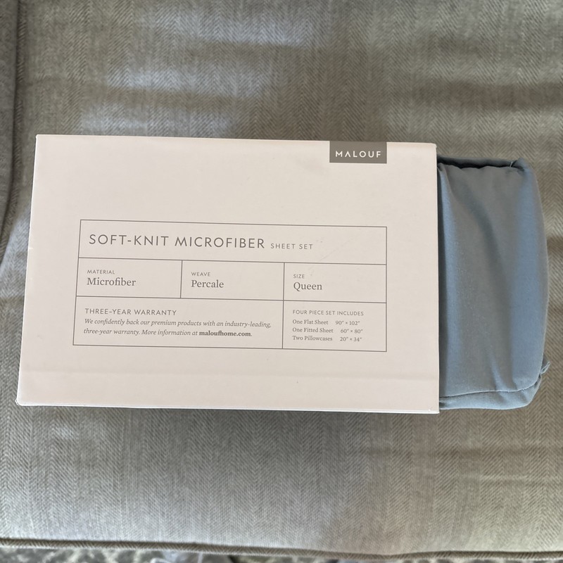 MALOUF Double Brushed Soft Knit Microfiber Percale Sheet Set Queen Size Pacific gallery