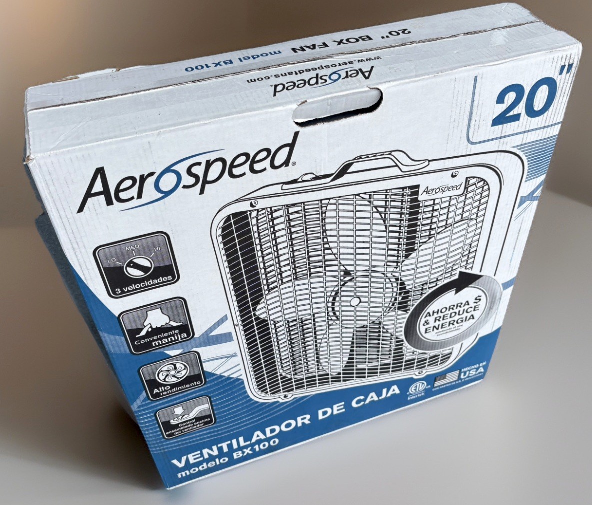 Brand New unopened Box Aerospeed Box Fan - 20 inch / 3 Speed BX100 gallery