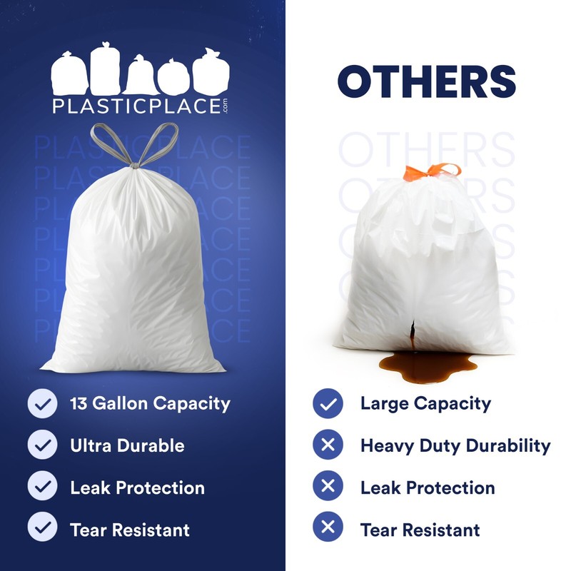 Plasticplace 4 Gallon Drawstring Trash Bags - Case of 100 Bags gallery